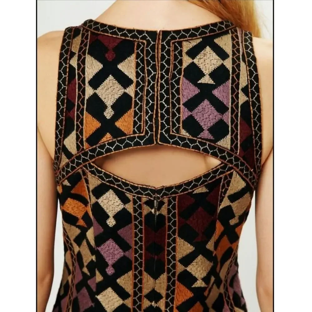 Boho Geo-Print Sleeveless Shift Dress - Multicolor - Picture 6 of 7